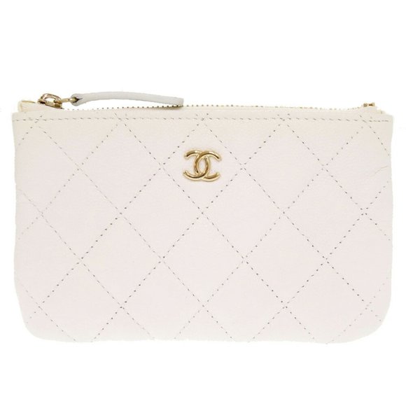 CHANEL White Caviar Leather Logo Wallet - Picture 1 of 11